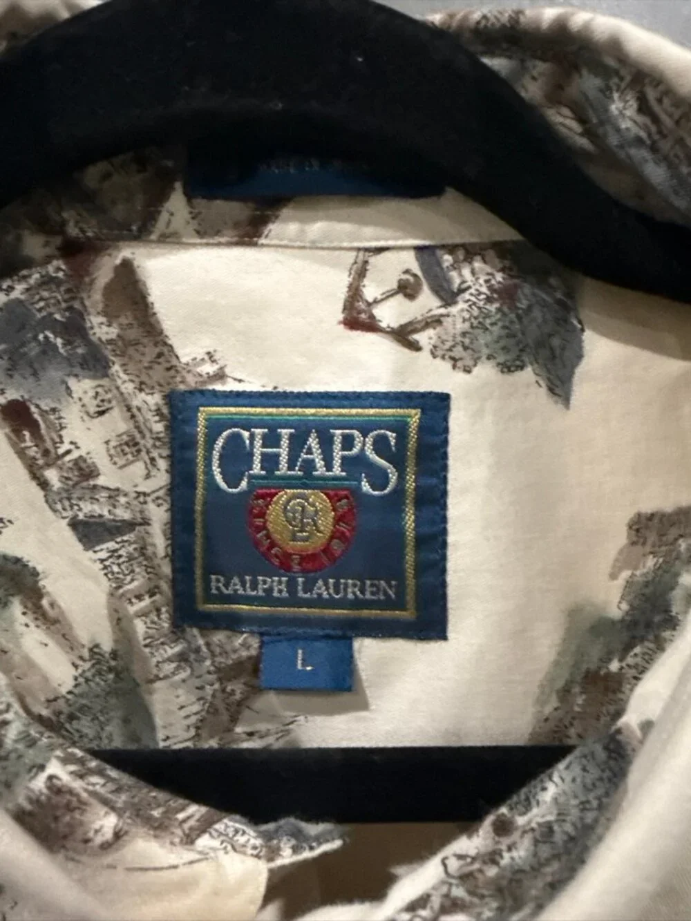 Chaps Men's Large L  Flannel Shirt Long Sleeve White Multicolor - Picture 2 of 9